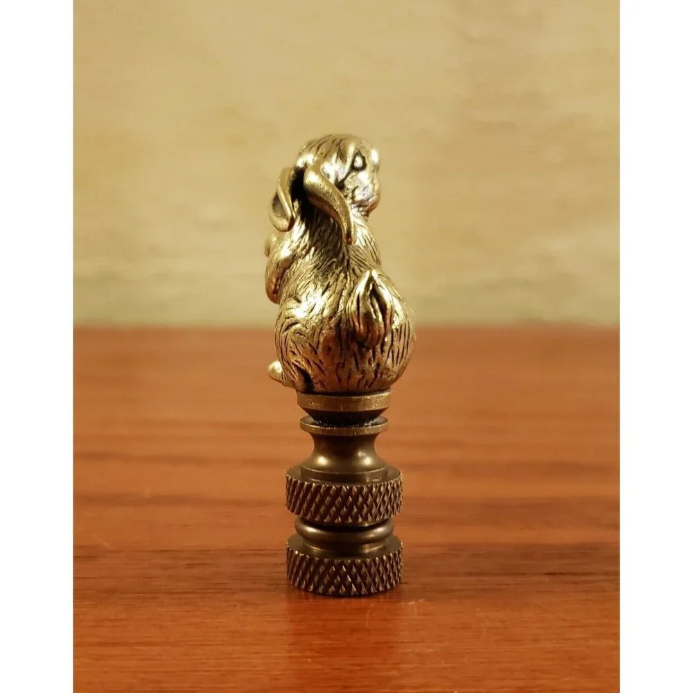 Rabbit Lamp Finial Retro Standing Bunny Detailed Shade Topper Brass